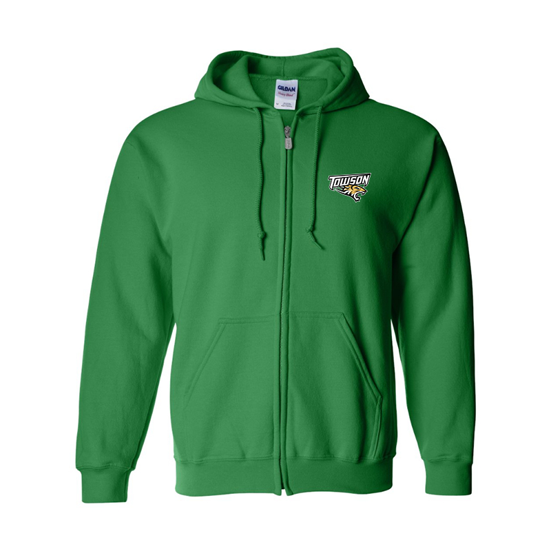Men's Towson Tigers Gildan  Heavy Blend Full Zip Hooded Sweatshirt